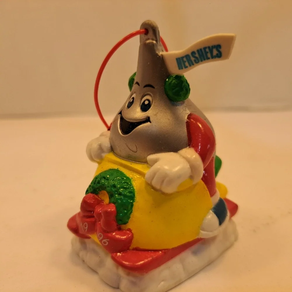 Vintage Hershey's Chocolate Kiss Christmas Ornament 1996 Vinyl Rubber Holiday